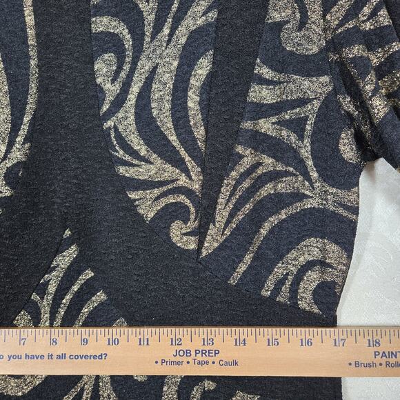 Kayla by Tally Taylor Sheath Midi Dress sz 14 Black Metallic Gold Stretch Fitted - Picture 13 of 16